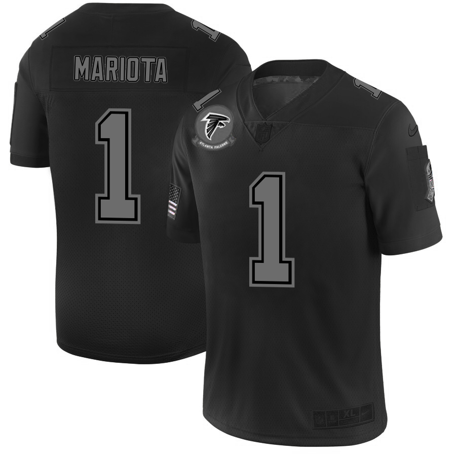 Atlanta Falcons #1 Marcus Mariota Men's Black 2019 Salute To Service Limited Stitched Jersey