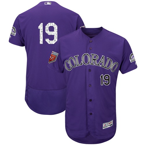 Colorado Rockies #19 Charlie Blackmon Purple 2018 Spring Training Authentic Flex Base Stitched Jersey Men's