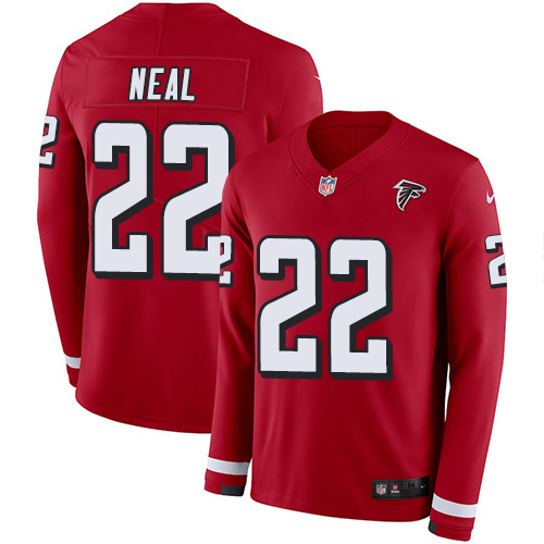 Atlanta Falcons #22 Keanu Neal Red Team Color Men's Stitched Limited Therma Long Sleeve Jersey Men's