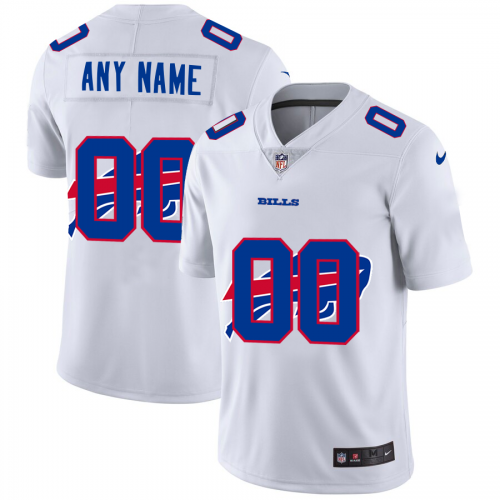 Buffalo Bills Custom White Men's Team Logo Dual Overlap Limited Jersey