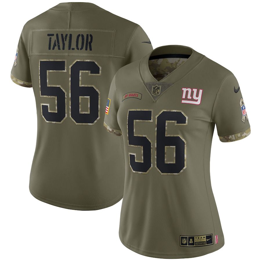 New York Giants #56 Lawrence Taylor Women's 2022 Salute To Service Limited Jersey - Olive