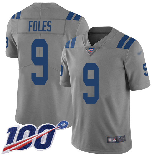 Colts #9 Nick Foles Gray Youth Stitched Limited Inverted Legend 100th Season Jersey