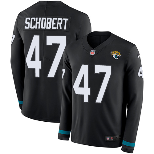 Jacksonville Jaguars #47 Joe Schobert Black Team Color Men's Stitched Limited Therma Long Sleeve Jersey Men's