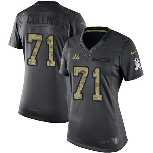 Bengals #71 La'el Collins Black Women's Stitched Limited 2016 Salute To Service Jersey