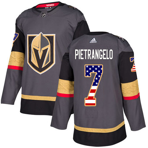 Adidas Golden Knights #7 Alex Pietrangelo Grey Home Authentic USA Flag Stitched Youth Jersey