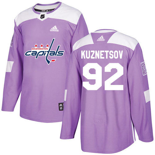 Adidas Washington Capitals #92 Evgeny Kuznetsov Purple Authentic Fights Cancer Stitched Jersey Men's