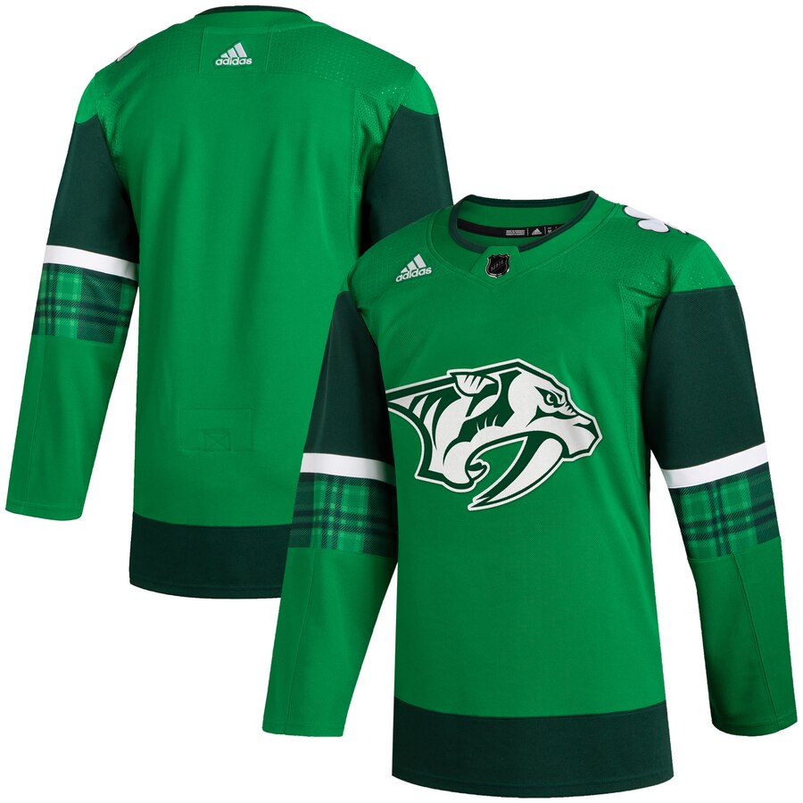 Nashville Predators Blank Men's Adidas 2020 St. Patrick's Day Stitched Jersey Green.Jpg