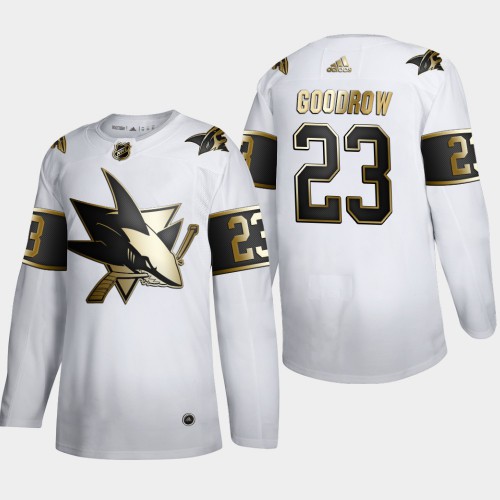 San Jose San Jose Sharks #23 Barclay Goodrow Men's Adidas White Golden Edition Limited Stitched Jersey Men's