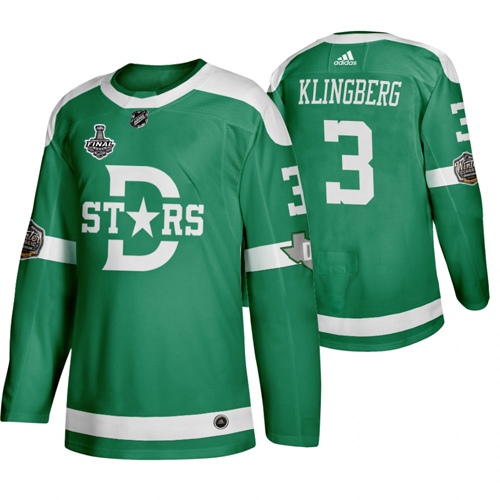 Adidas Dallas Dallas Stars #3 John Klingberg Men's Green 2020 Stanley Cup Final Stitched Classic Retro Jersey Men's