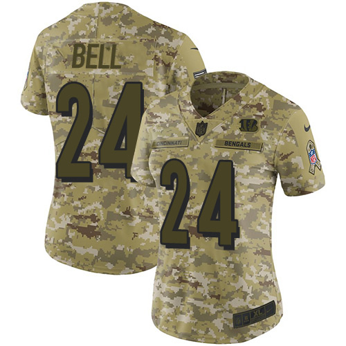 Cincinnati Bengals #24 Vonn Bell Camo Women's Stitched Limited 2018 Salute To Service Jersey Womens