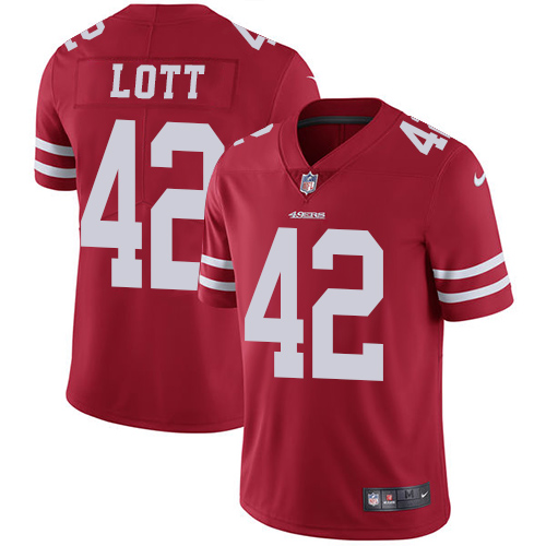 San Francisco 49ers #42 Ronnie Lott Red Team Color Men's Stitched Vapor Untouchable Limited Jersey Men's