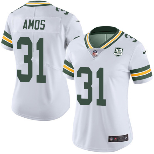 Green Bay Packers #31 Adrian Amos White Women's 100th Season Stitched Vapor Untouchable Limited Jersey Womens