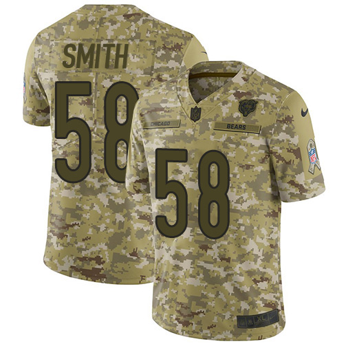 Chicago Bears #58 Roquan Smith Camo Youth Stitched Limited 2018 Salute to Service Jersey Youth