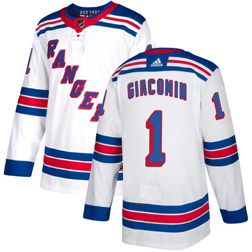 Adidas New York Rangers #1 Eddie Giacomin White Away Authentic Stitched Jersey Men's
