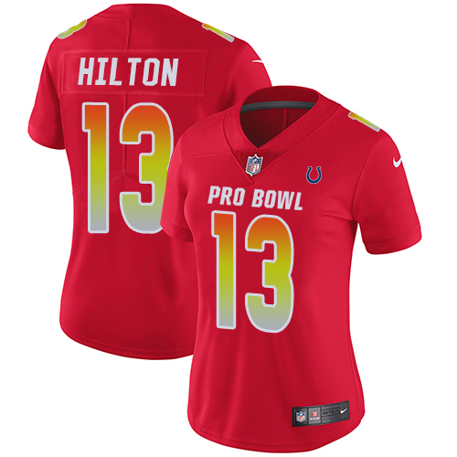 Colts #13 T.Y. Hilton Red Women's Stitched Limited AFC 2018 Pro Bowl Jersey