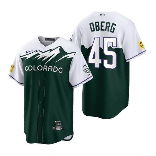 Colorado Colorado Rockies #45 Scott Oberg Green Men's 2022 City Connect Game Jersey Men's