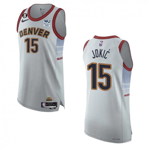 Denver Denver Nuggets #15 Nikola Jokic Silver 2022-23 Authentic Jersey - City Edition Mens