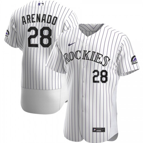 Colorado Colorado Rockies #28 Nolan Arenado Men's White Home 2020 Authentic Player Jersey Men's