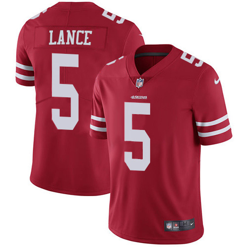 San Francisco 49ers #5 Trey Lance Red Team Color Youth Stitched Vapor Untouchable Limited Jersey