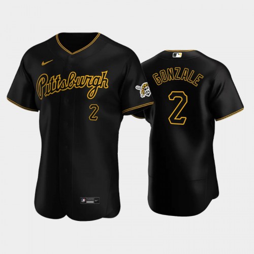 Pittsburgh Pittsburgh Pirates #2 Erik Gonzalez Authentic Men's Alternate Jersey - Black Men's