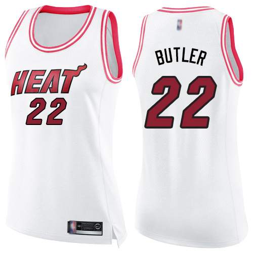 Miami Heat #22 Jimmy Butler White/Pink Womens Swingman Fashion Jersey Womens