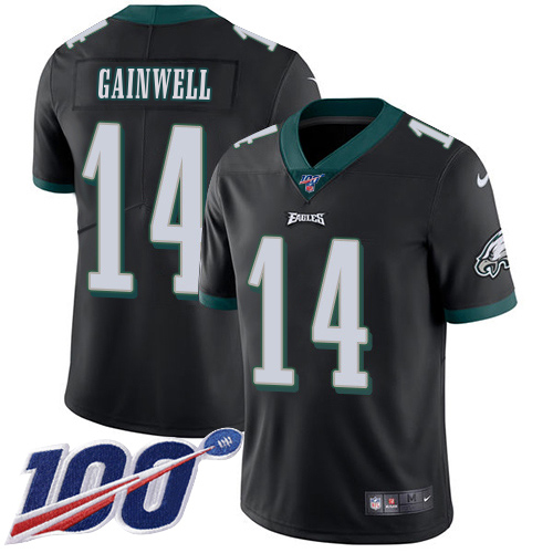 Eagles #14 Kenneth Gainwell Black Alternate Youth Stitched 100th Season Vapor Untouchable Limited Jersey