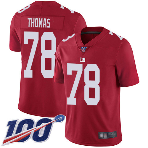New York Giants #78 Andrew Thomas Red Youth Stitched Limited Inverted Legend 100th Season Jersey Youth