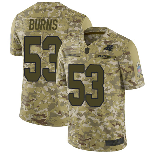 Panthers #53 Brian Burns Camo Youth Stitched Limited 2018 Salute To Service Jersey