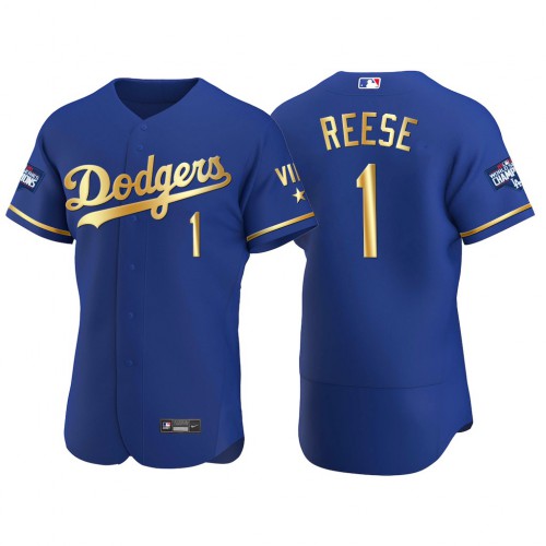Los Angeles Los Angeles Dodgers #1 Pee Wee Reese Men's Authentic 2021 Gold Program World Series Champions Jersey Royal Men's
