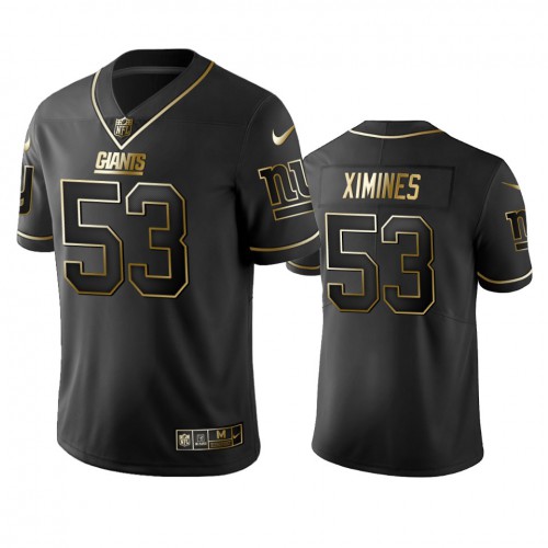 New York Giants #53 Oshane Ximines Black Golden Limited Edition Stitched Jersey Men's