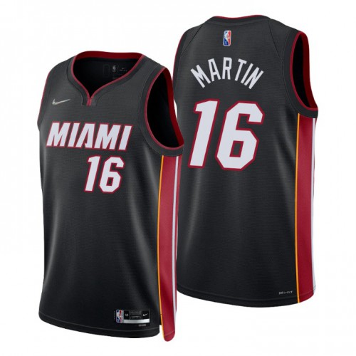 Miami Heat #16 Caleb Martin Black Mens 2021-22 75th Anniversary Diamond Swingman Jersey - Icon Edition Mens
