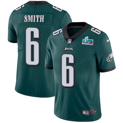 Eagles #6 DeVonta Smith Green Team Color Super Bowl LVII Patch Men's Stitched Vapor Untouchable Limited Jersey