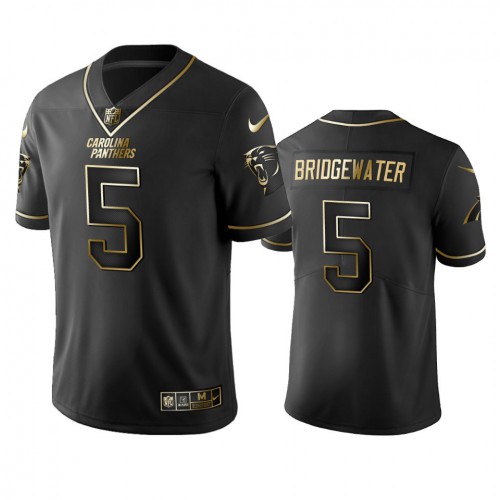 Carolina Panthers #5 Teddy Bridgewater Men's Stitched Vapor Untouchable Limited Black Golden Jersey Men's