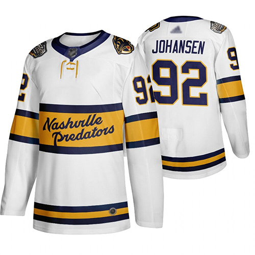 Adidas Nashville Predators #92 Ryan Johansen White Authentic 2020 Winter Classic Stitched Jersey Men's