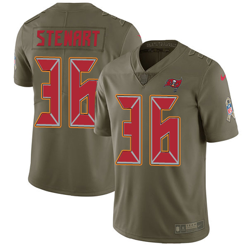 Tampa Bay Buccaneers #36 M.J. Stewart Olive Youth Stitched Limited 2017 Salute To Service Jersey Youth