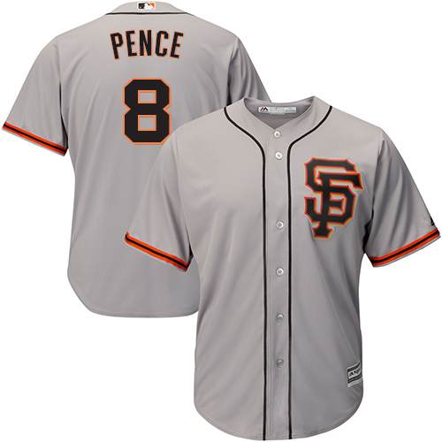 San Francisco Giants #8 Hunter Pence Grey Road 2 Cool Base Stitched Youth Jersey Youth