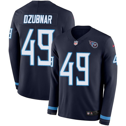 Tennessee Titans #49 Nick Dzubnar Navy Blue Team Color Youth Stitched Limited Therma Long Sleeve Jersey Youth