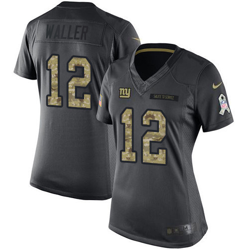 Giants #12 Darren Waller Black Women's Stitched Limited 2016 Salute To Service Jersey