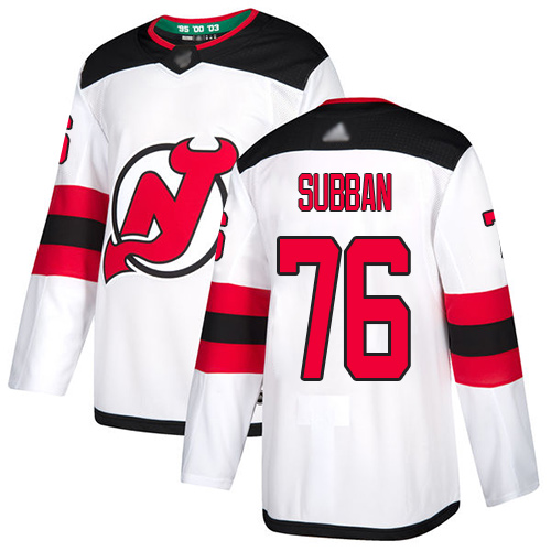 Adidas New Jersey Devils #76 P.K. Subban White Road Authentic Stitched Youth Jersey Youth