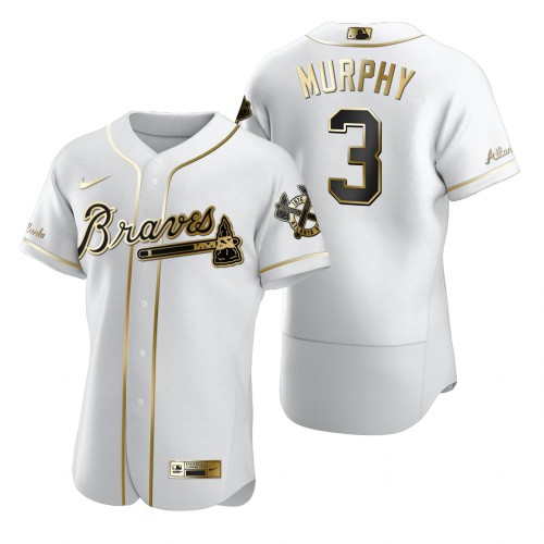 Atlanta Atlanta Braves #3 Dale Murphy White Men's Authentic Golden Edition Jersey Men's