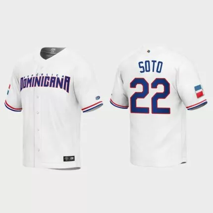 Juan Soto Dominican Republic Baseball 2023 World Baseball Classic Replica Jersey – White