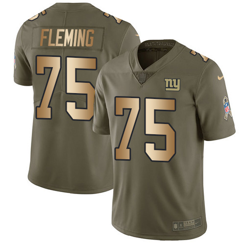New York Giants #75 Cameron Fleming Olive/Gold Men's Stitched Limited 2017 Salute To Service Jersey Men's