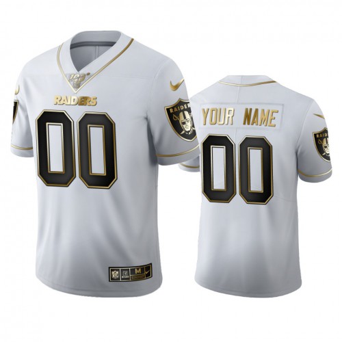 Las Vegas Raiders Custom Men's White Golden Edition Vapor Limited 100 Jersey