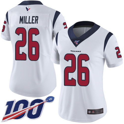 Houston Texans #26 Lamar Miller White Women's Stitched 100th Season Vapor Limited Jersey Womens