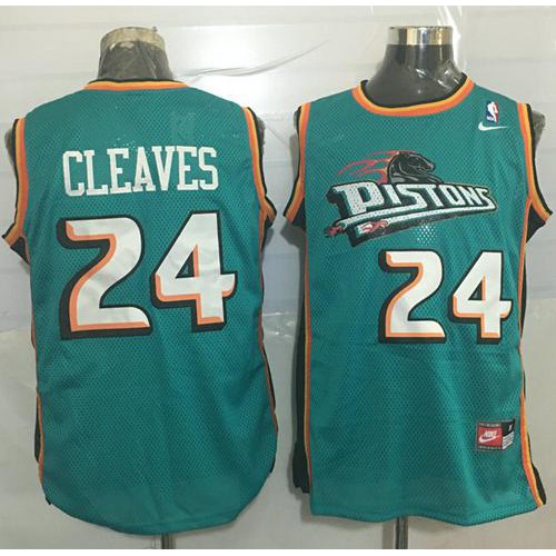 Detroit Pistons #24 Mateen Cleaves Green Throwback Stitched Jersey Mens