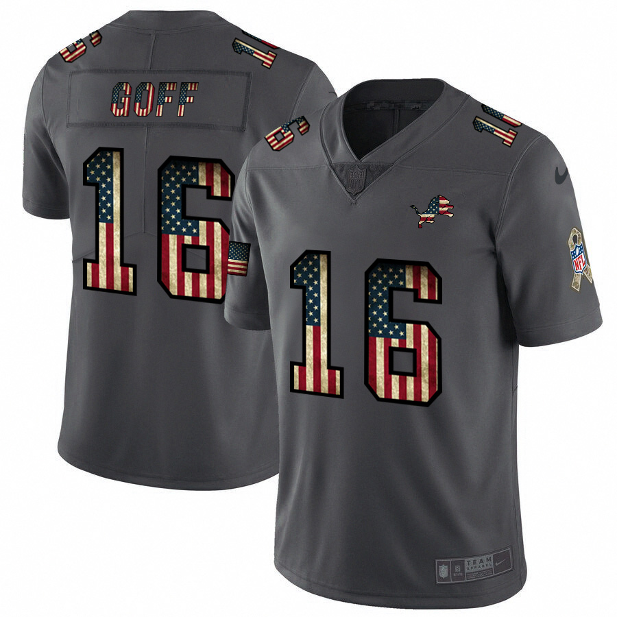 Detroit Lions #16 Jared Goff 2018 Salute To Service Retro USA Flag Limited Jersey