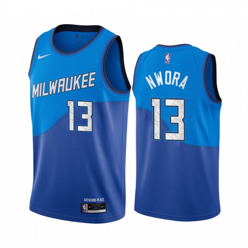 Milwaukee Bucks #13 Jordan Nwora Blue Youth Swingman 2020-21 City Edition Jersey Youth