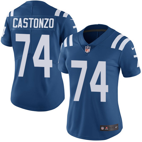 Indianapolis Colts #74 Anthony Castonzo Royal Blue Team Color Women's Stitched Vapor Untouchable Limited Jersey Womens