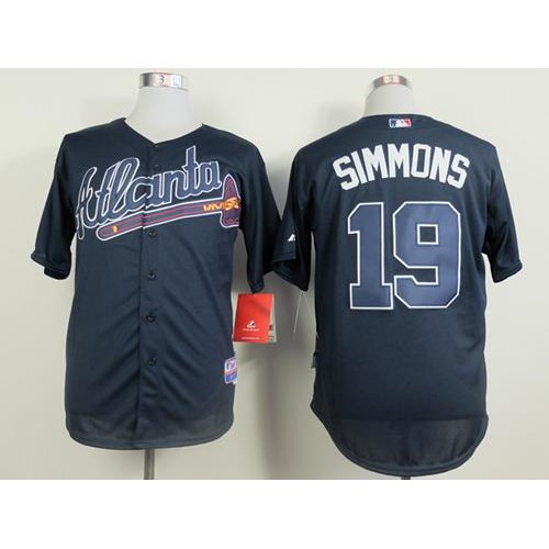 Atlanta Braves #19 Andrelton Simmons Blue Cool Base Stitched Jersey Men's