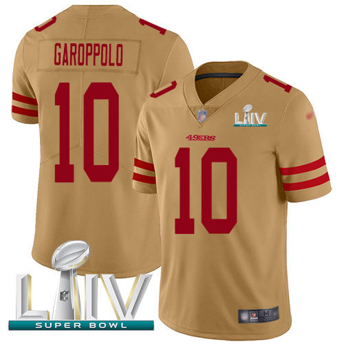 49ers #10 Jimmy Garoppolo Gold Super Bowl LIV 2020 Men's Stitched Limited Inverted Legend Jersey